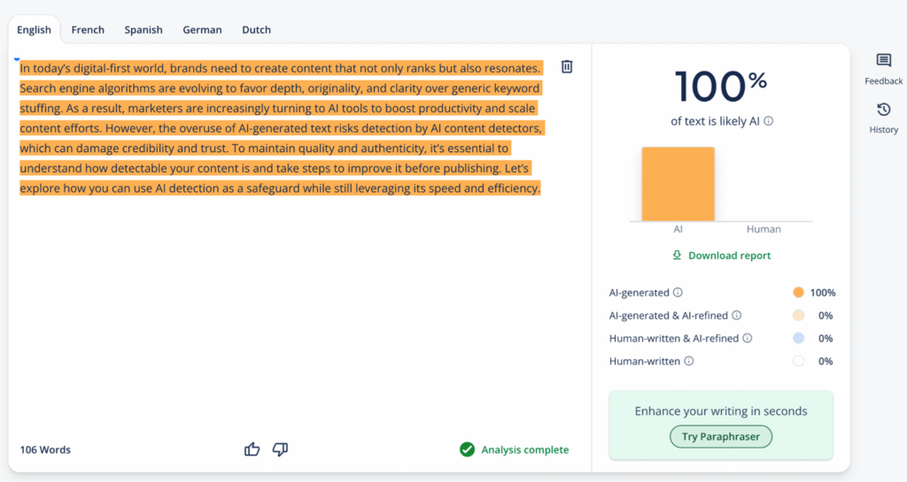 QuillBot AI Content Detector